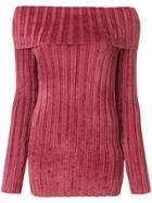 Sies Marjan Off-shoulder Ribbed Top - Pink & Purple