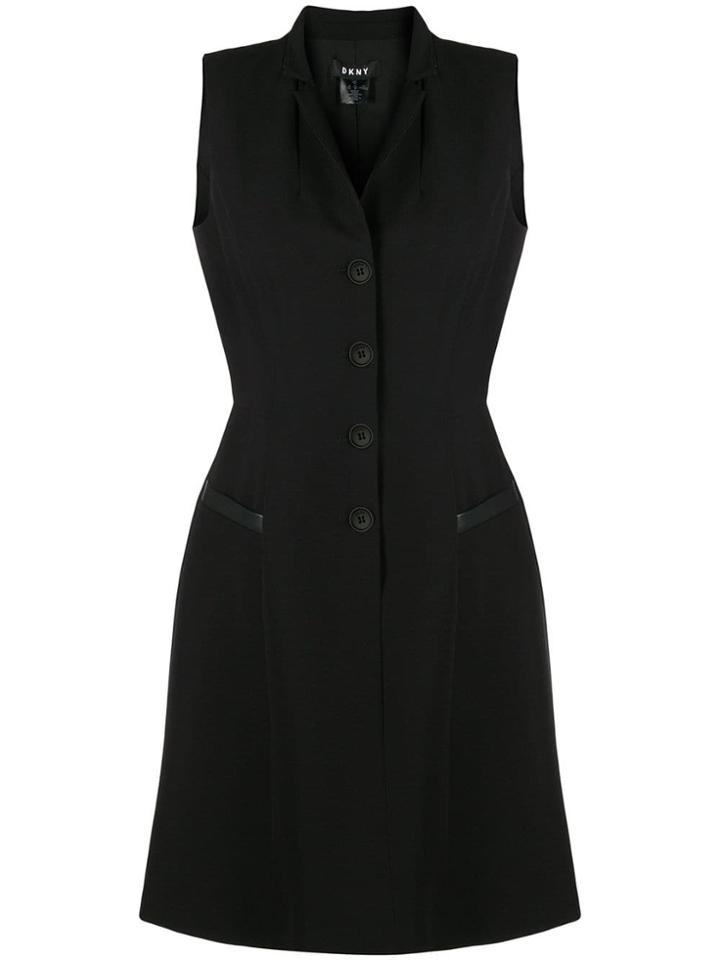 Dkny Buttoned Flared Dress - Black