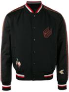 Lanvin Embroidered Bomber Jacket, Men's, Size: 46, Black, Cotton/virgin Wool/cupro/polyester