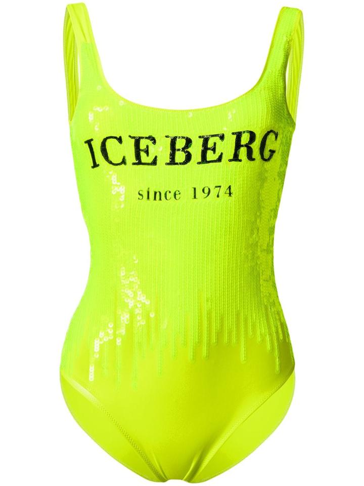 Iceberg Logo Sequined Swimsuit - Yellow
