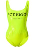 Iceberg Logo Sequined Swimsuit - Yellow