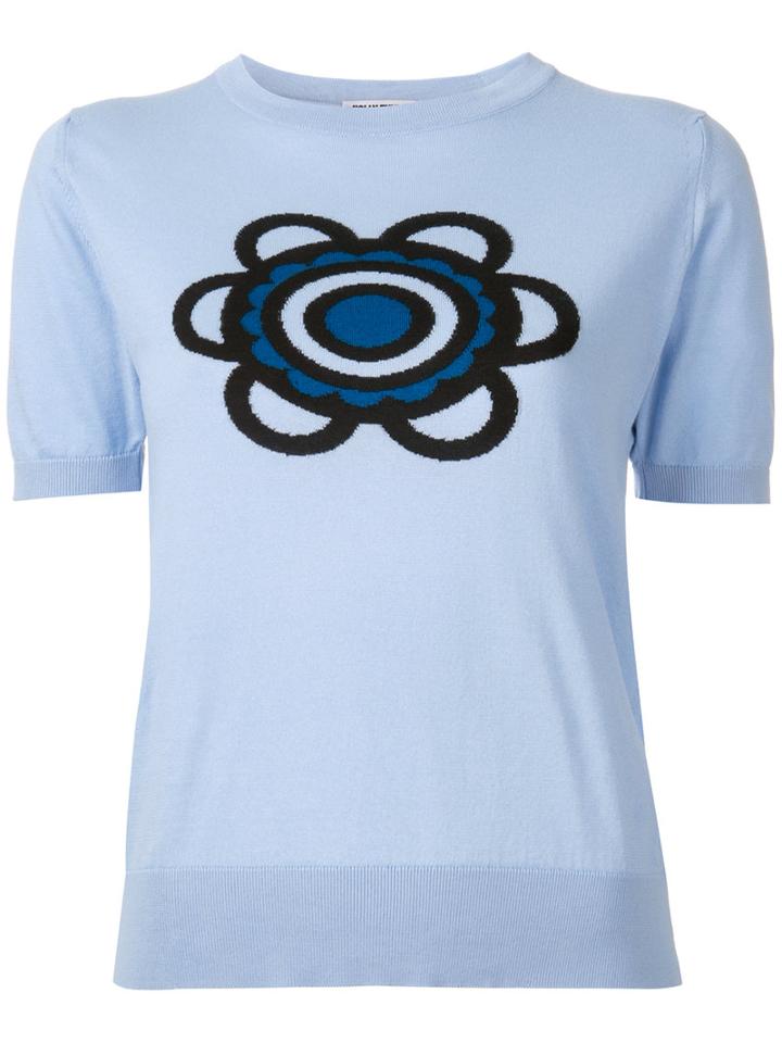 Holly Fulton Flora Knitted T-shirt, Size: Small, Blue, Cotton