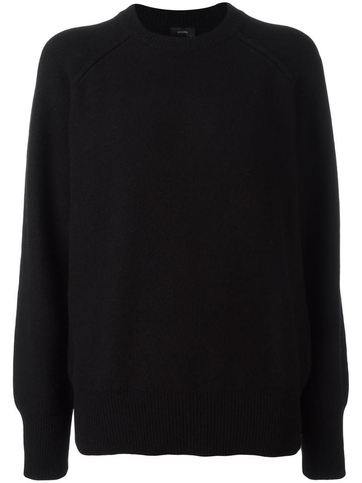 Joseph Ribbed Round Neck Jumper, Women's, Size: Medium, Black, Wool