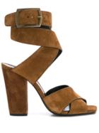 Saint Laurent Crossover Strap Sandals - Brown