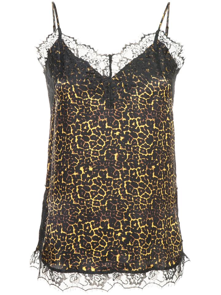 Just Female Leopard Print Lace Trim Camisole - Yellow & Orange