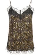 Just Female Leopard Print Lace Trim Camisole - Yellow & Orange