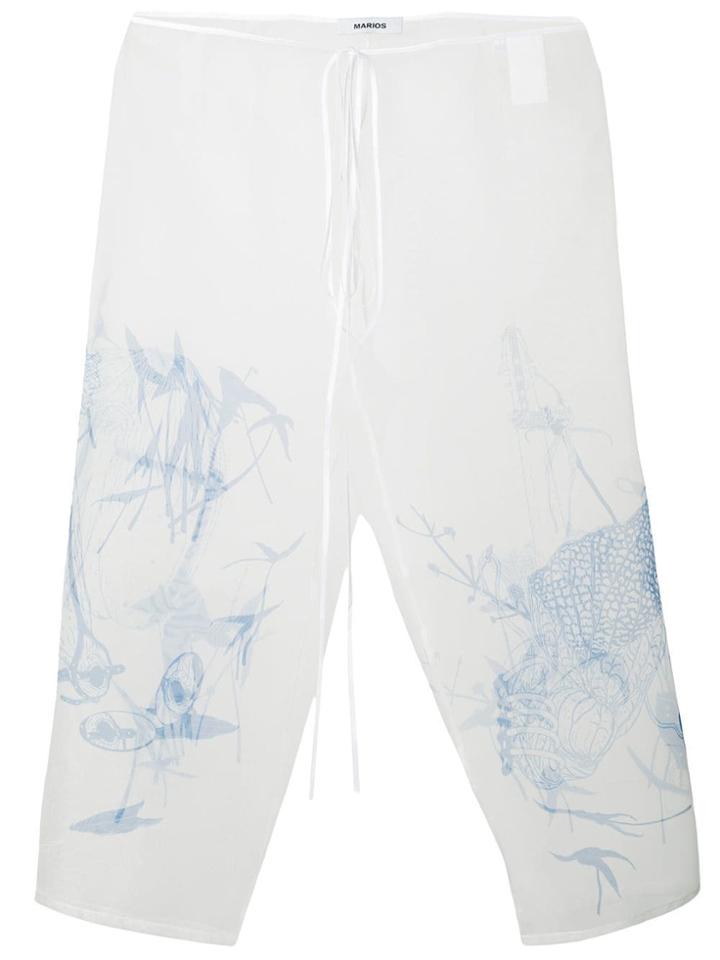 Marios Sheer Printed Trousers - White