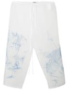 Marios Sheer Printed Trousers - White