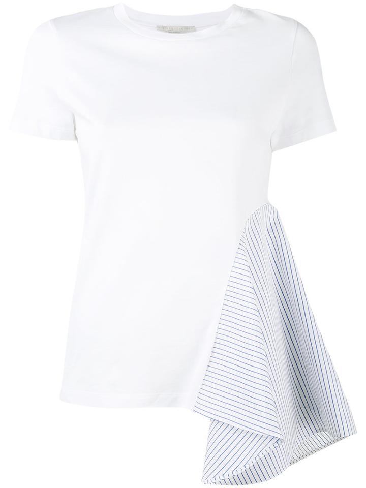 Stella Mccartney Asymmetric Stripe T-shirt, Women's, Size: 40, White, Cotton