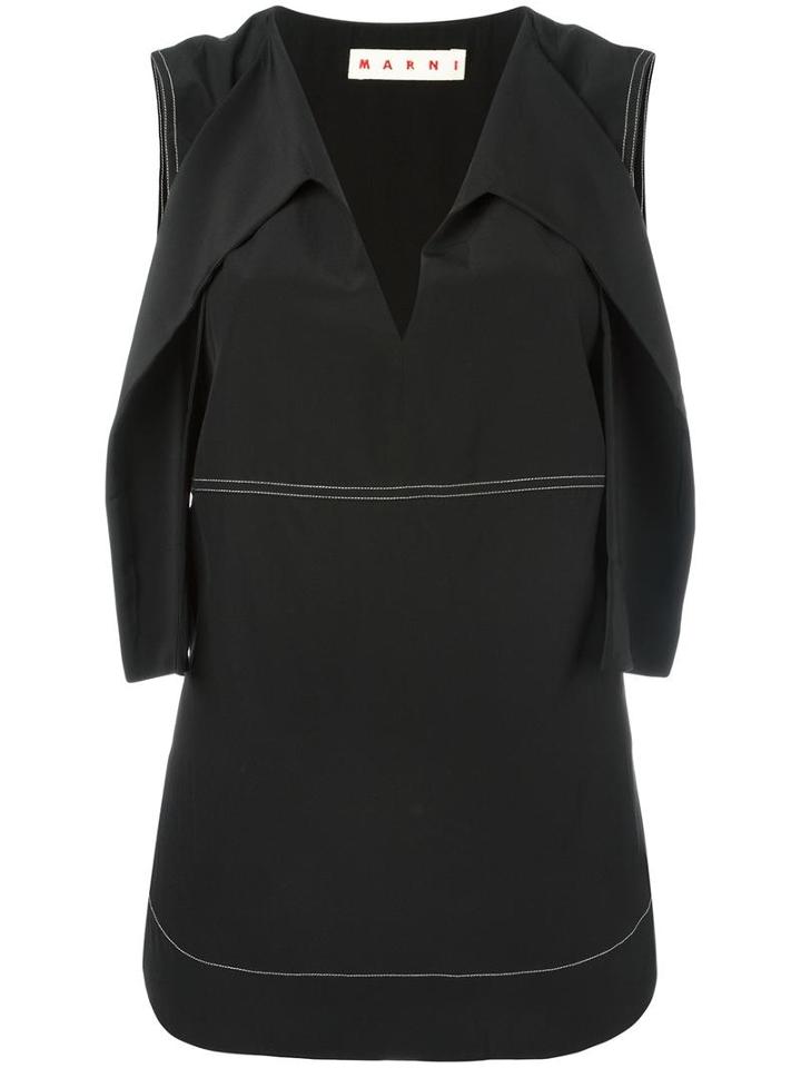 Marni Sleeveless Contrast Stitch Blouse, Women's, Size: 40, Silk