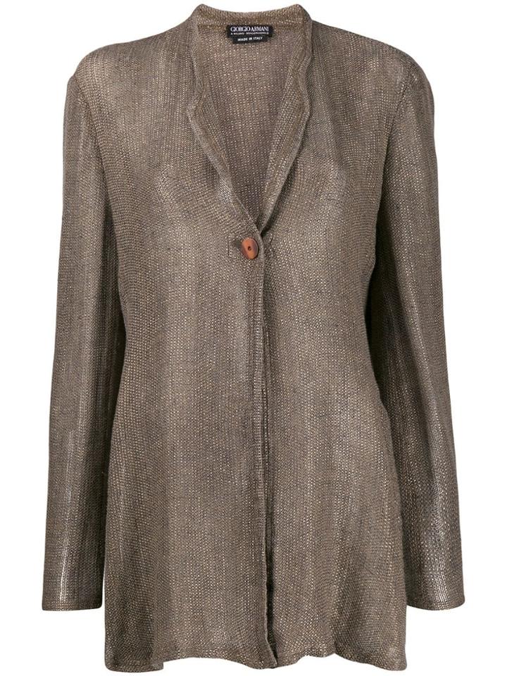 Giorgio Armani Pre-owned 1990's Notched Collar Top - Neutrals