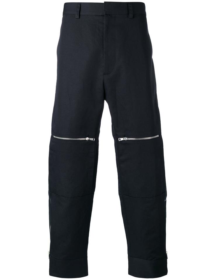 Stella Mccartney Zip Knee Straight Trousers, Men's, Size: 52, Black, Cotton/linen/flax