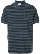 Kent & Curwen Striped Shortsleeved Polo Shirt - Blue