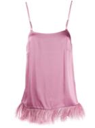 Semicouture Feather Trimmed Cami Top - Pink