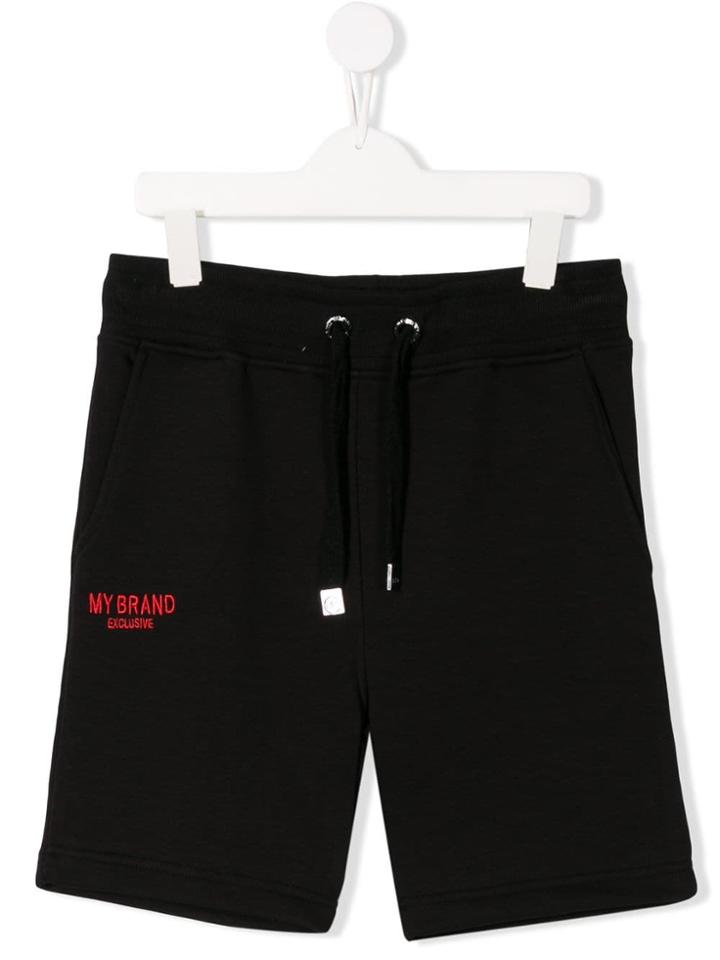 My Brand Kids Teen Embroidered Logo Track Shorts - Black