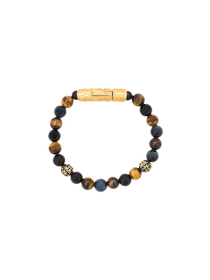 Nialaya Jewelry 14kt Gold Clasp Bracelet - Black