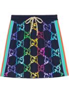 Gucci Technical Jersey Skirt With Gg Sequins - Blue