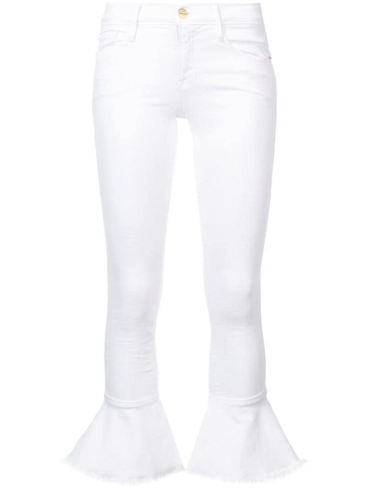 Frame Flared Cuff Skinny Jeans - White