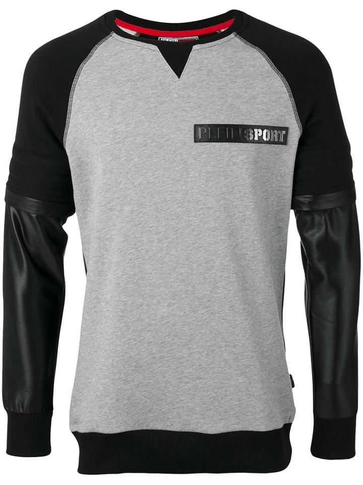 Plein Sport Panelled Sweatshirt, Men's, Size: Medium, Grey, Cotton/polyester