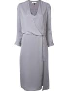 Halston Heritage Wrap Detail Dress, Women's, Size: 4, Grey, Polyester/spandex/elastane