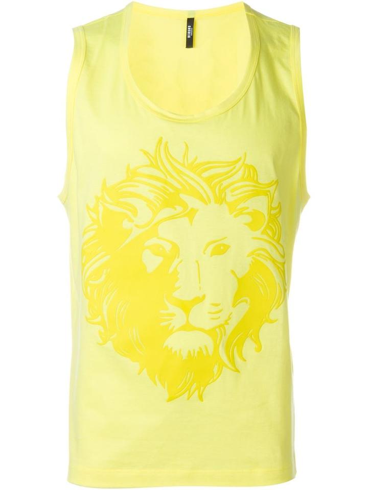 Versus Logo Print Tank Top, Men's, Size: Xs, Yellow/orange, Cotton