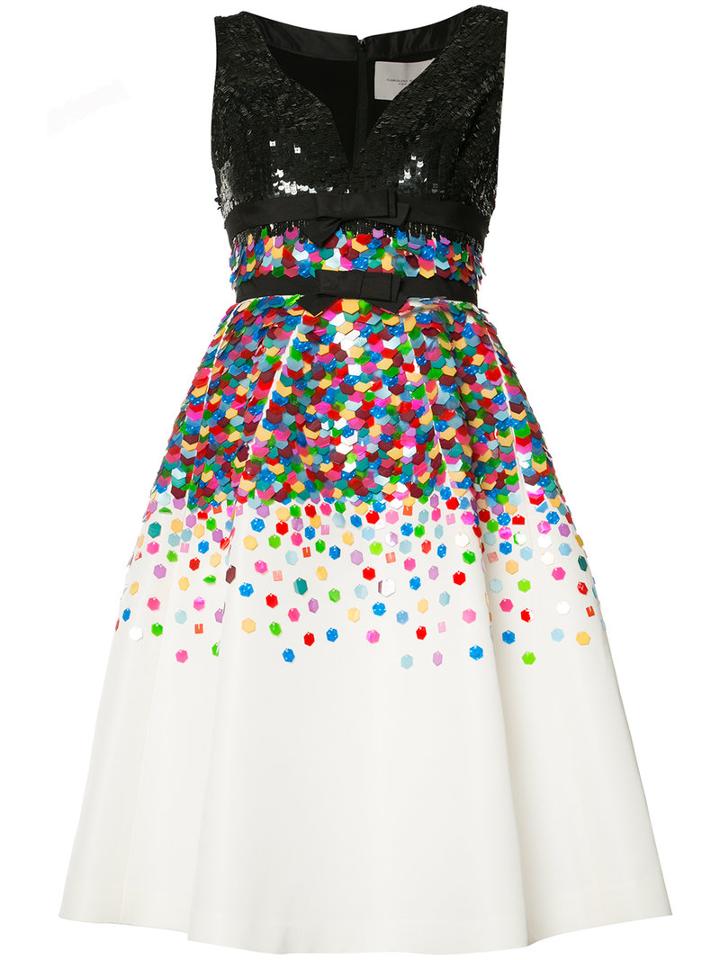 Carolina Herrera Sequinned Flared Dress, Women's, Size: 6, Silk/sequin/plastic