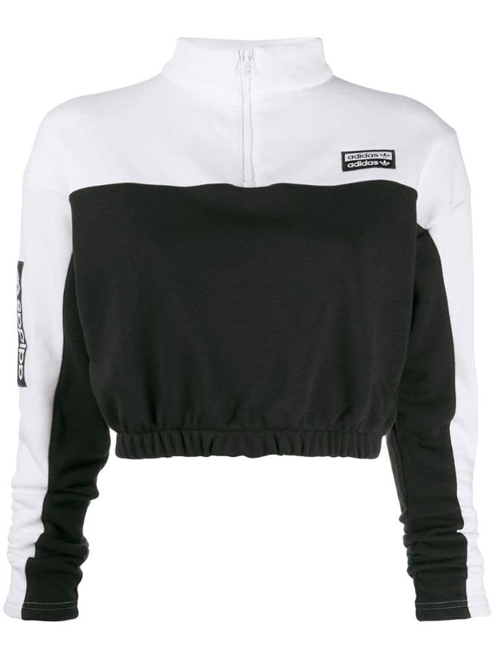 Adidas Cropped Zip-up Jumper - Black