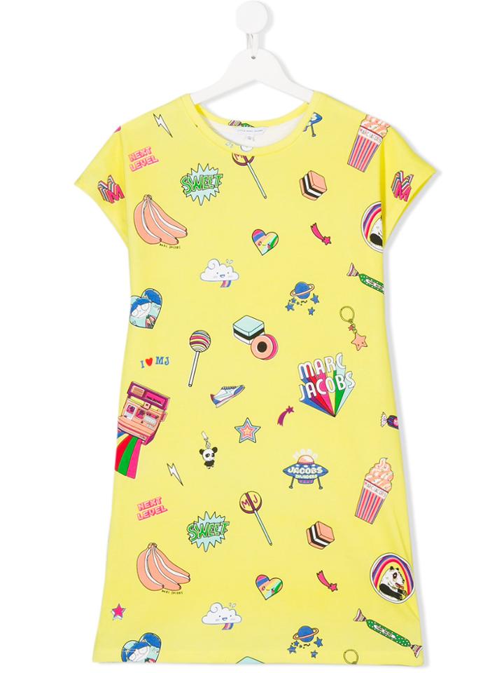 Little Marc Jacobs Multi-printed T-shirt Dress - Yellow & Orange