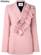 Msgm Ruffle Detail Blazer, Women's, Size: 40, Pink/purple, Polyester/spandex/elastane/viscose