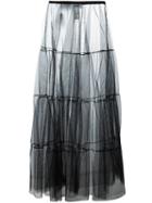 Msgm See-through Full Skirt, Women's, Size: 44, Black, Polyamide