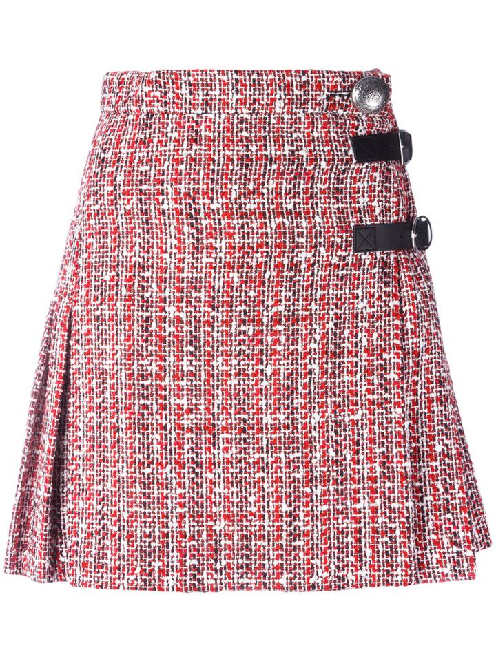 Alexander Mcqueen - Boucle Kilt-style Skirt - Women - Silk/cotton/polyamide/wool - 42, Red, Silk/cotton/polyamide/wool
