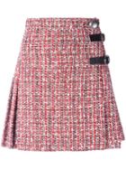 Alexander Mcqueen - Boucle Kilt-style Skirt - Women - Silk/cotton/polyamide/wool - 42, Red, Silk/cotton/polyamide/wool