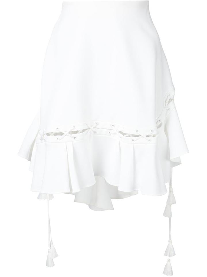 Chloé Laced Up Ruffle Hem Skirt, Women's, Size: 38, White, Acetate/viscose