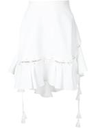 Chloé Laced Up Ruffle Hem Skirt, Women's, Size: 38, White, Acetate/viscose