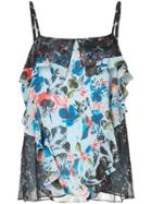 Tanya Taylor Floral Print Frill Trim Camisole - Blue