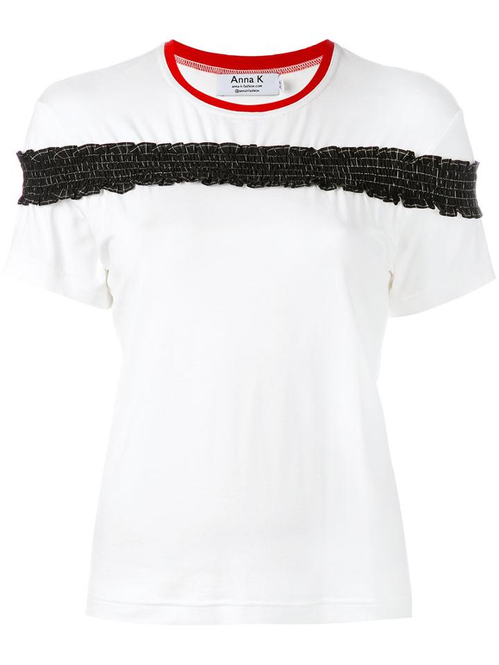 Anna K - Frill Detail T-shirt - Women - Cotton/spandex/elastane - M, White, Cotton/spandex/elastane