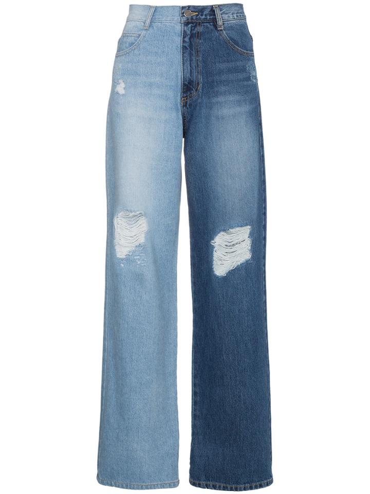 Sjyp High Waisted Block Colour Jeans - Blue