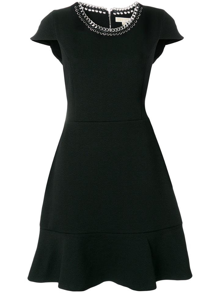 Michael Michael Kors Chain-detail Flared Dress - Black