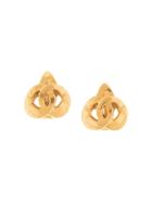 Chanel Pre-owned Knotted Interlocking Cc Earrings - Gold