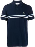 Lacoste Striped Logo Polo Shirt - Blue