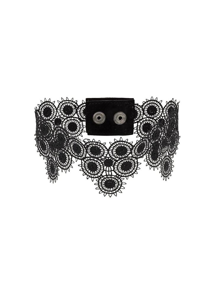 Manokhi Stud Detail Lace Choker - Black