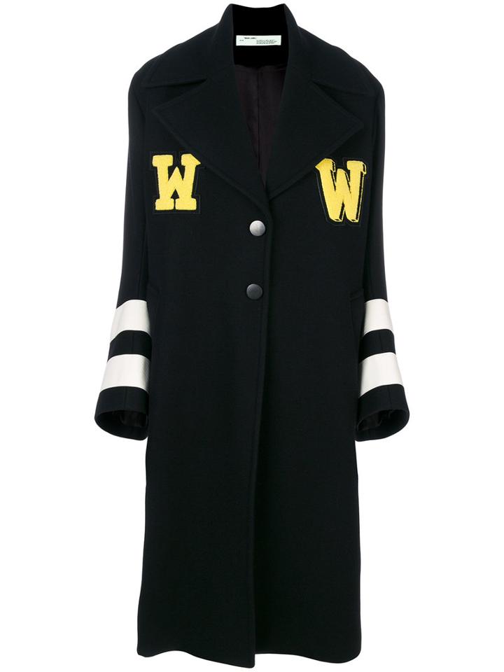 Off-white - Diagonal Stripe Coat - Women - Cotton/acrylic/polyamide/wool - 40, Black, Cotton/acrylic/polyamide/wool