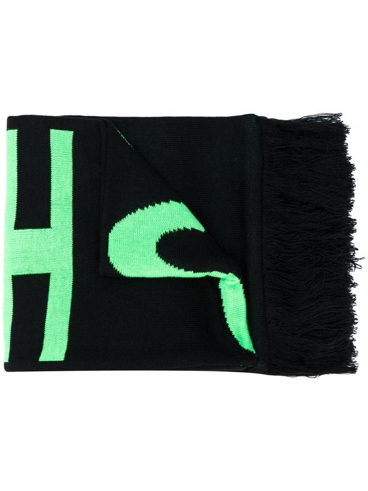 Misbhv Intarsia Logo Fringed Scarf - Black