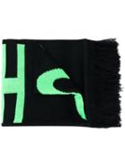 Misbhv Intarsia Logo Fringed Scarf - Black