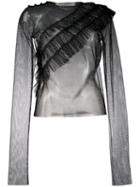 Philosophy Di Lorenzo Serafini Sheer Ruffle Front Blouse - Black