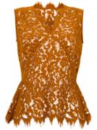 À La Garçonne Sleeveless Floral Lace Blouse - Brown