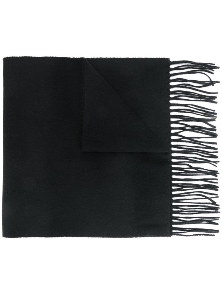 Moschino Logo-print Fringed Scarf - Black