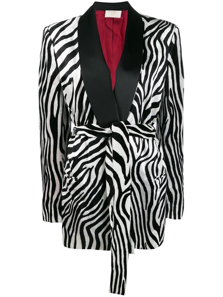 Sara Battaglia Zebra Printed Blazer - Black