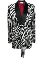 Sara Battaglia Zebra Printed Blazer - Black