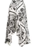Caroline Constas Abstract Print Asymmetric Skirt - White